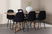 Venture Design Polar & Piazza Matstolar 2-pack Svart + Rektangulära Matbord 180 x 90 Mocka
