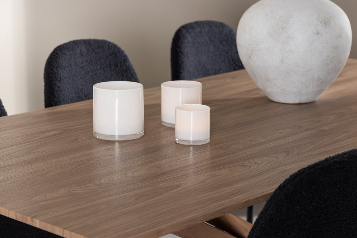 Venture Design Polar & Piazza Matstolar 2-pack Svart + Rektangulära Matbord 180 x 90 Mocka
