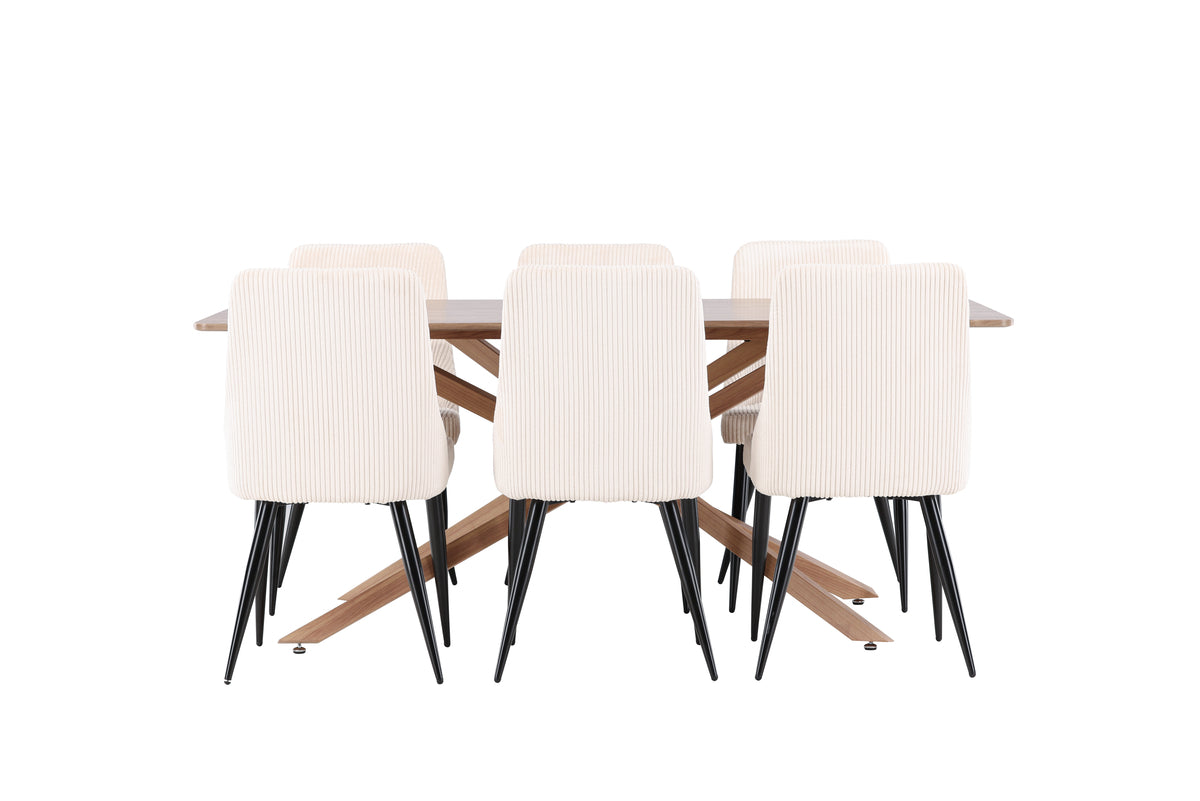 Venture Design Leone & Piazza Matstolar 2-pack Beige + Rektangulära Matbord 180 x 90 Mocka