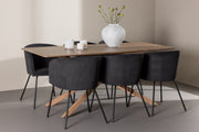 Venture Design Berit & Piazza Matstolar Svart + Rektangulära Matbord 180 x 90 Mocka