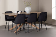Venture Design Night & Piazza Matstolar 2-pack Svart + Rektangulära Matbord 180 x 90 Mocka