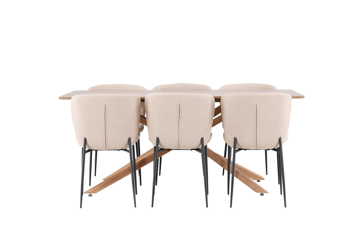 Venture Design Modesto & Piazza Matstolar 2-pack Beige + Rektangulära Matbord 180 x 90 Mocka