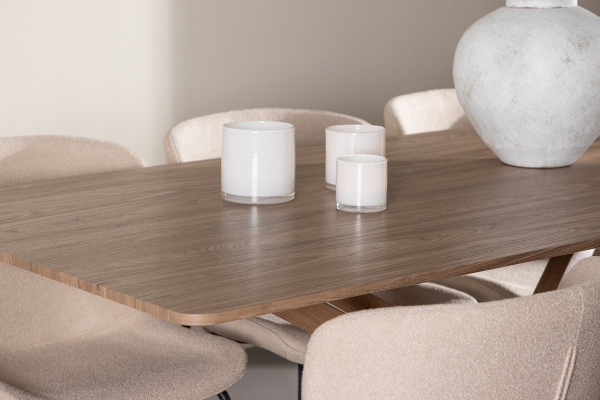 Venture Design Modesto & Piazza Matstolar 2-pack Beige + Rektangulära Matbord 180 x 90 Mocka