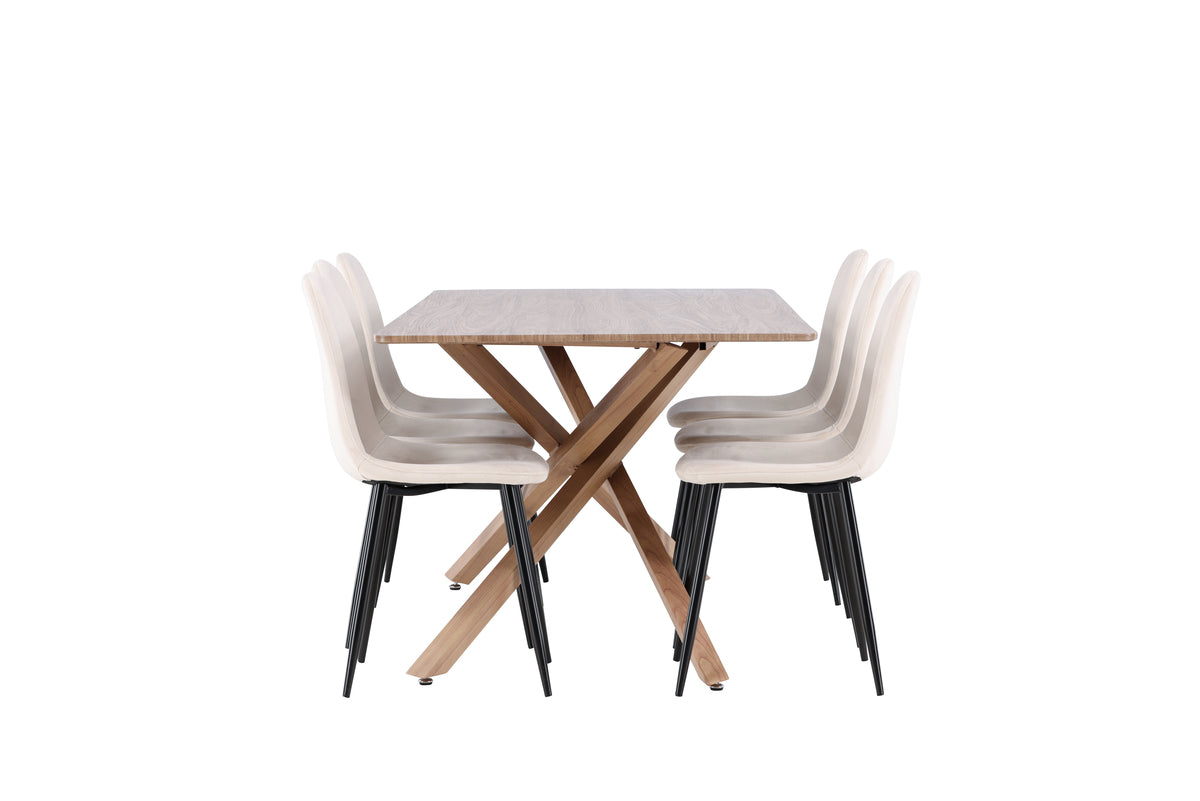 Venture Design Polar & Piazza Matstolar 2-pack Beige + Rektangulära Matbord 180 x 90 Mocka