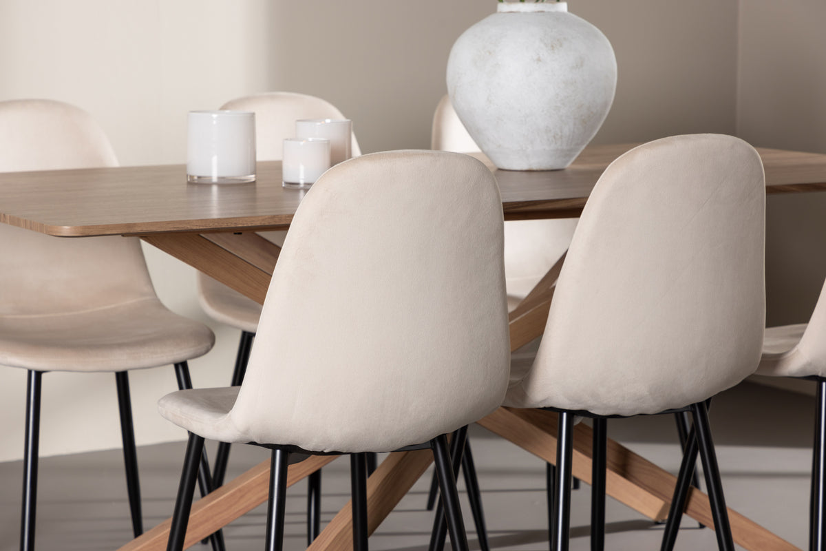 Venture Design Polar & Piazza Matstolar 2-pack Beige + Rektangulära Matbord 180 x 90 Mocka