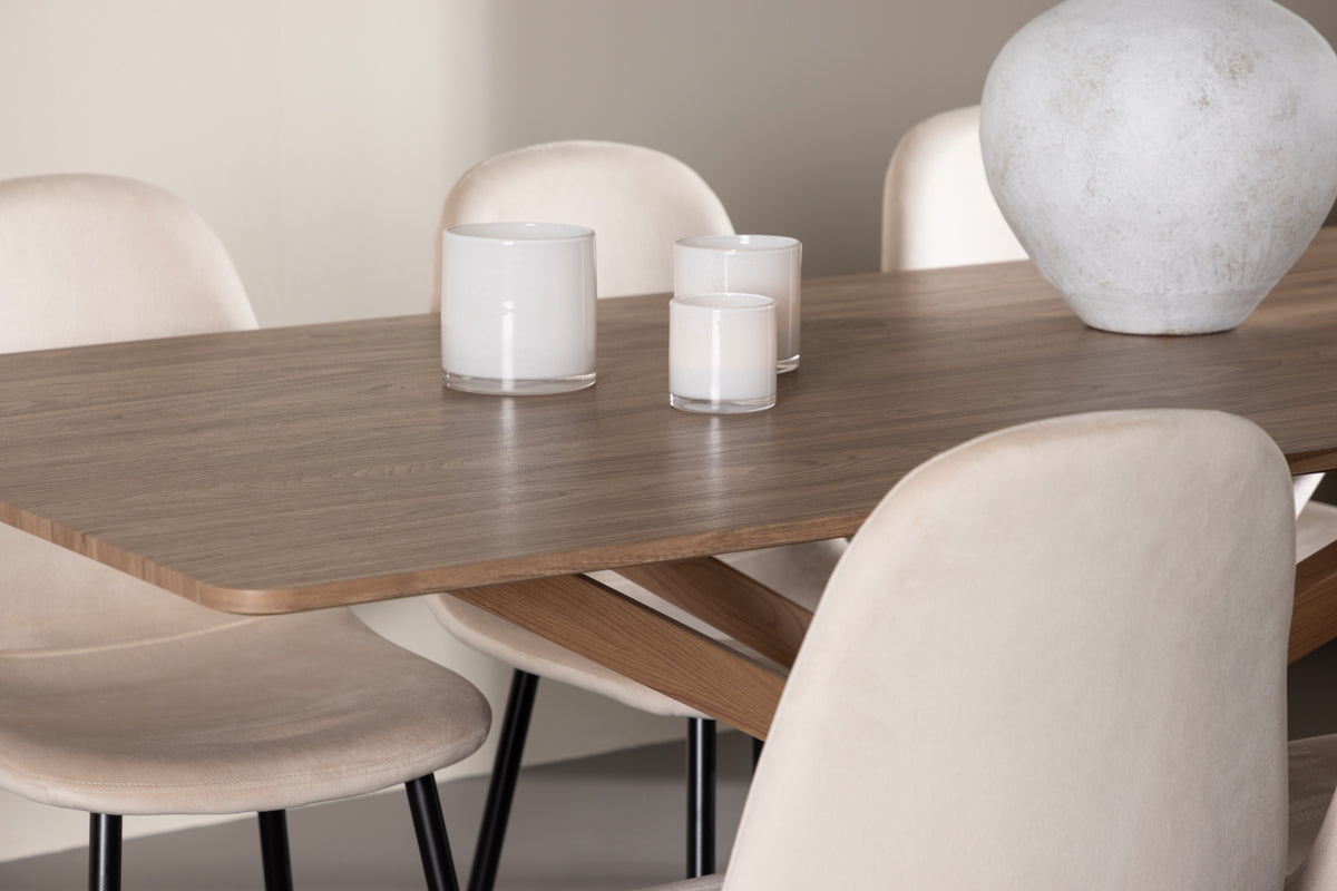 Venture Design Polar & Piazza Matstolar 2-pack Beige + Rektangulära Matbord 180 x 90 Mocka