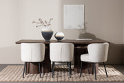 Venture Design Agnes & Olivia Matstolar 2-pack Vit + Rektangulära Matbord 210 x 100 Mocka
