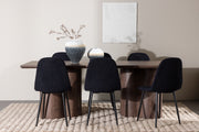 Venture Design Polar & Olivia Matstolar 2-pack Svart + Rektangulära Matbord 210 x 100 Mocka