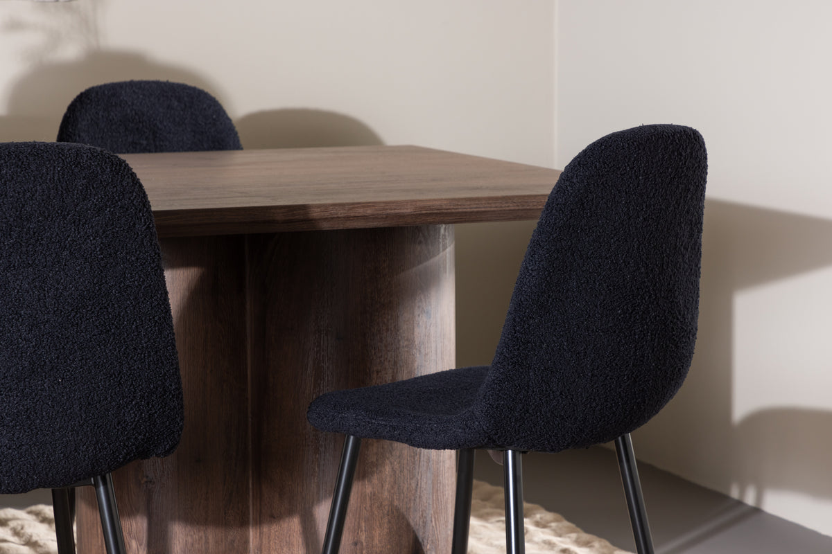 Venture Design Polar & Olivia Matstolar 2-pack Svart + Rektangulära Matbord 210 x 100 Mocka