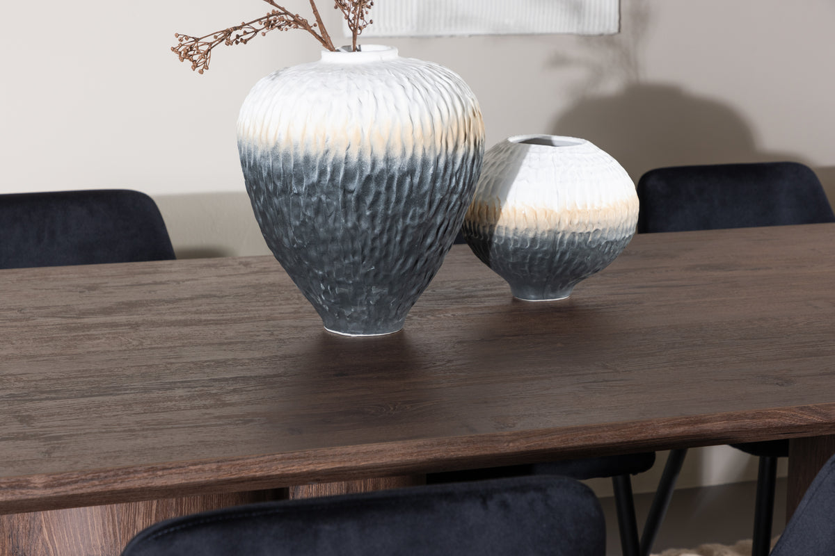 Venture Design Night & Olivia Matstolar 2-pack Svart + Rektangulära Matbord 210 x 100 Mocka