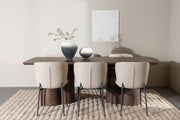 Venture Design Modesto & Olivia Matstolar 2-pack Beige + Rektangulära Matbord 210 x 100 Mocka