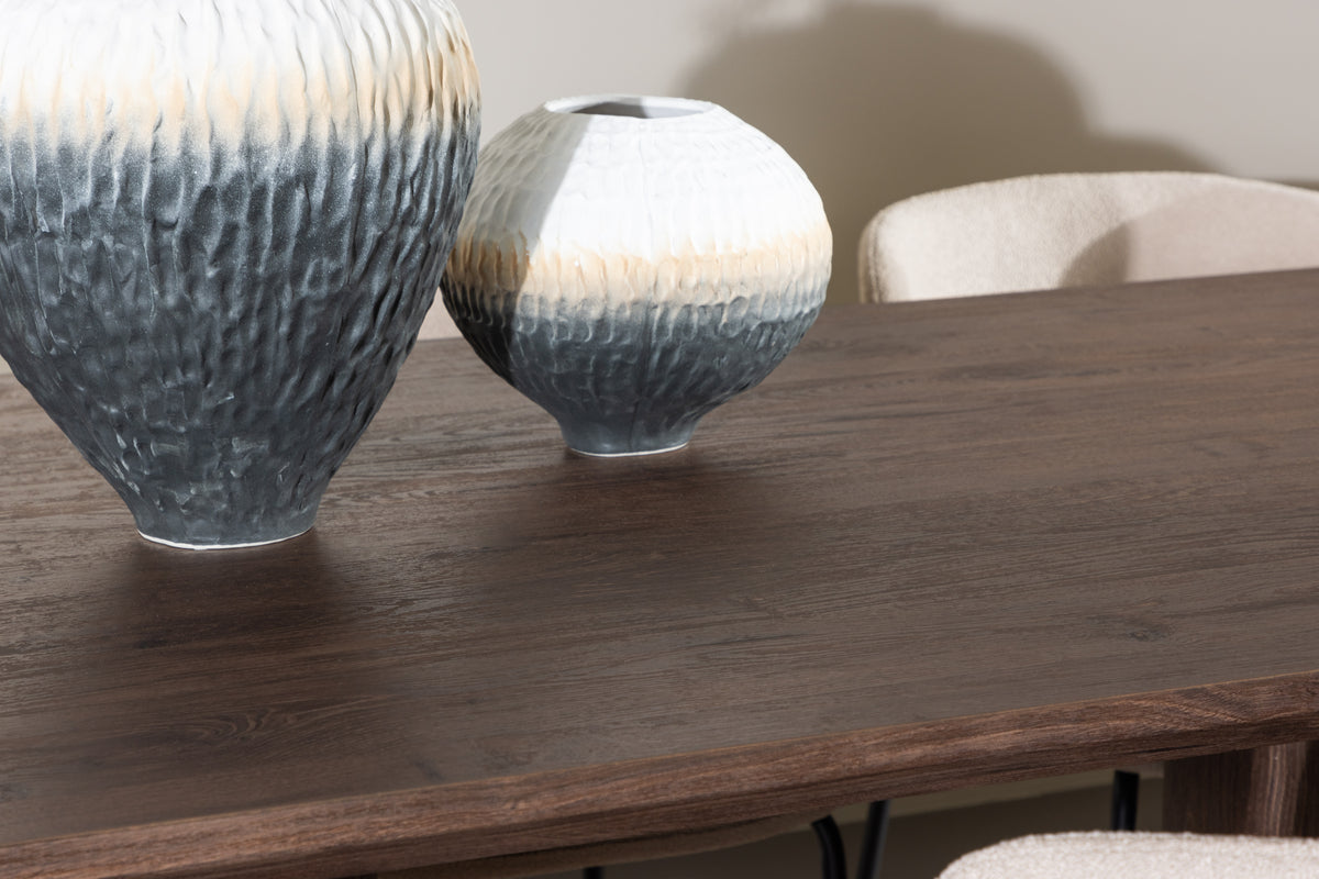Venture Design Modesto & Olivia Matstolar 2-pack Beige + Rektangulära Matbord 210 x 100 Mocka