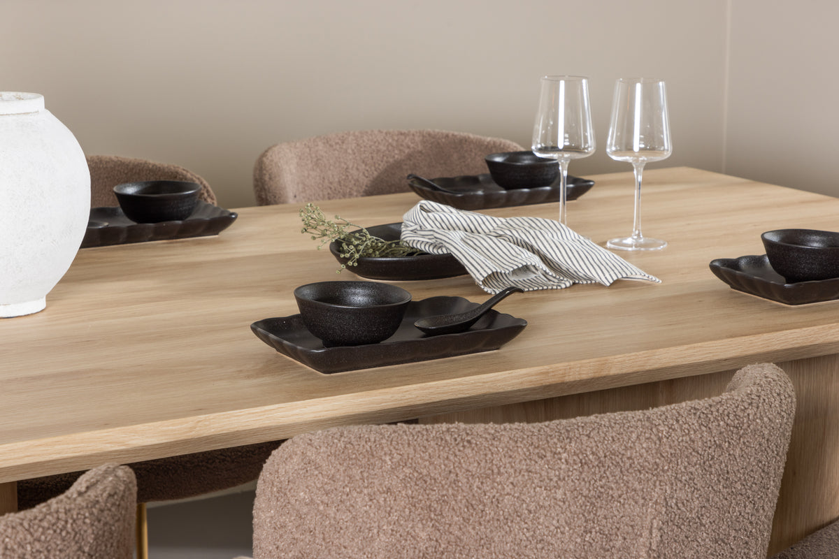Venture Design Modesto & Olivia Matstolar 2-pack Brun + Rektangulära Matbord 210 x 100 Natur