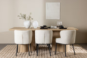Venture Design Agnes & Olivia Matstolar 2-pack Vit + Rektangulära Matbord 210 x 100 Natur