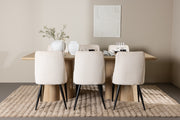 Venture Design Leone & Olivia Matstolar 2-pack Beige + Rektangulära Matbord 210 x 100 Natur
