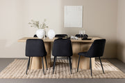 Venture Design Night & Olivia Matstolar 2-pack Svart + Rektangulära Matbord 210 x 100 Natur