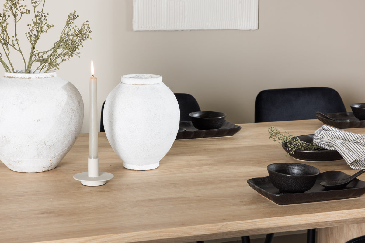 Venture Design Night & Olivia Matstolar 2-pack Svart + Rektangulära Matbord 210 x 100 Natur