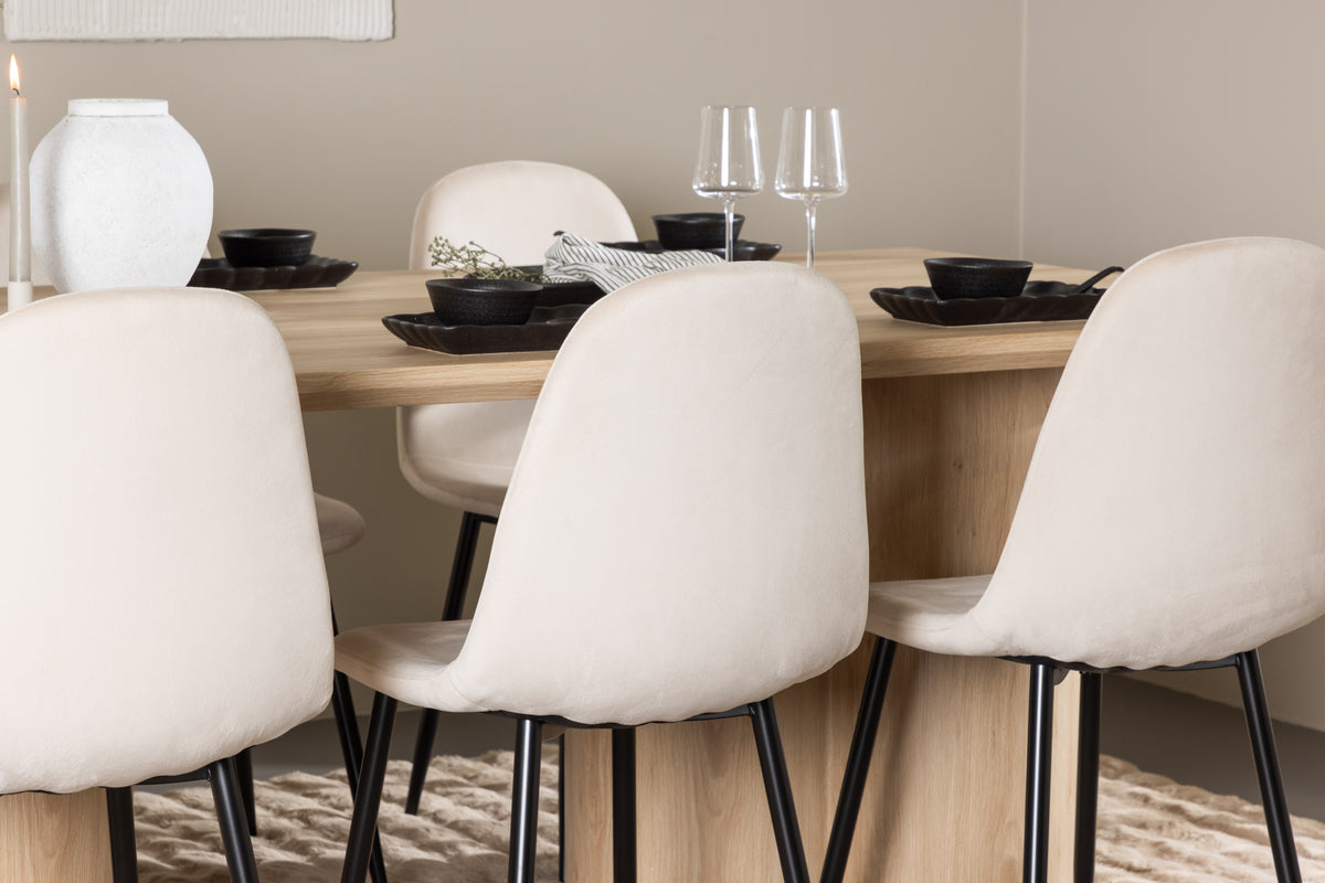 Venture Design Polar & Olivia Matstolar 2-pack Beige + Rektangulära Matbord 210 x 100 Natur