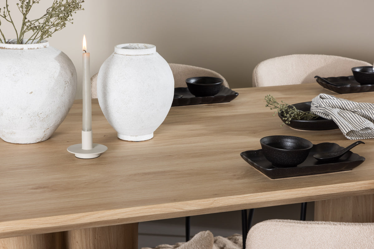 Venture Design Modesto & Olivia Matstolar 2-pack Beige + Rektangulära Matbord 210 x 100 Natur