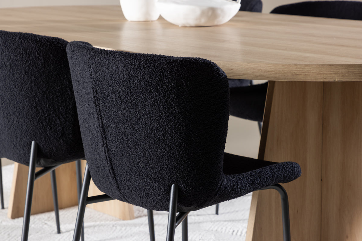 Venture Design Bootcut & Modesto Ovala Matbord 230 x 115 Natur + Matstolar 2-pack Svart
