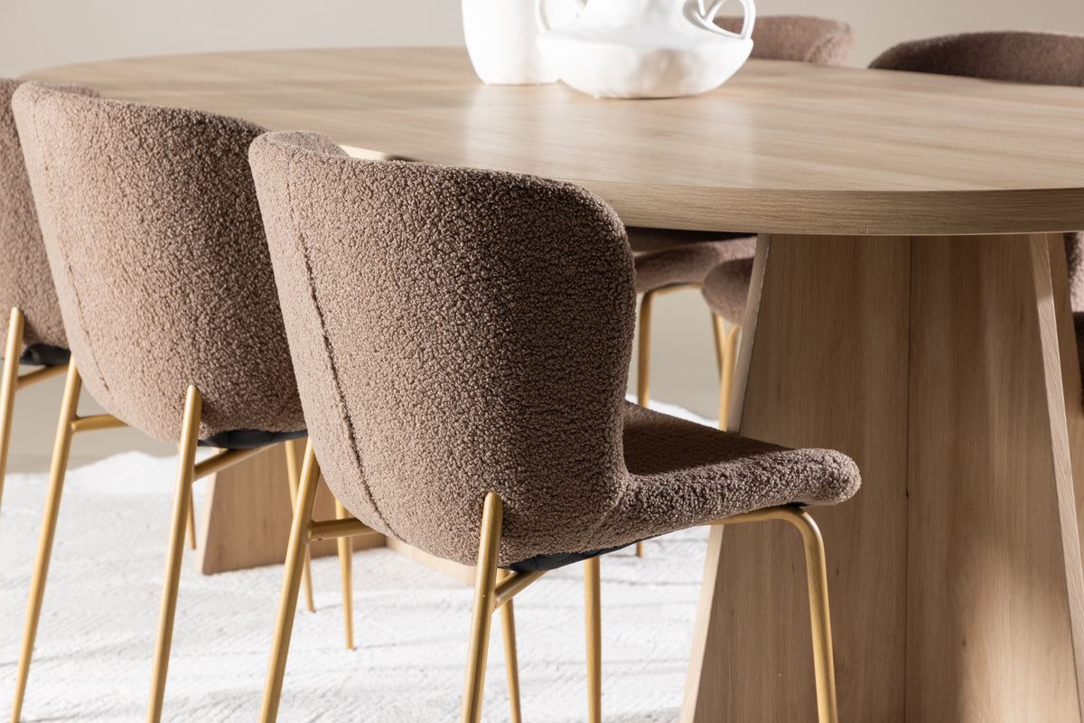 Venture Design Bootcut & Modesto Ovala Matbord 230 x 115 Natur + Matstolar 2-pack Brun