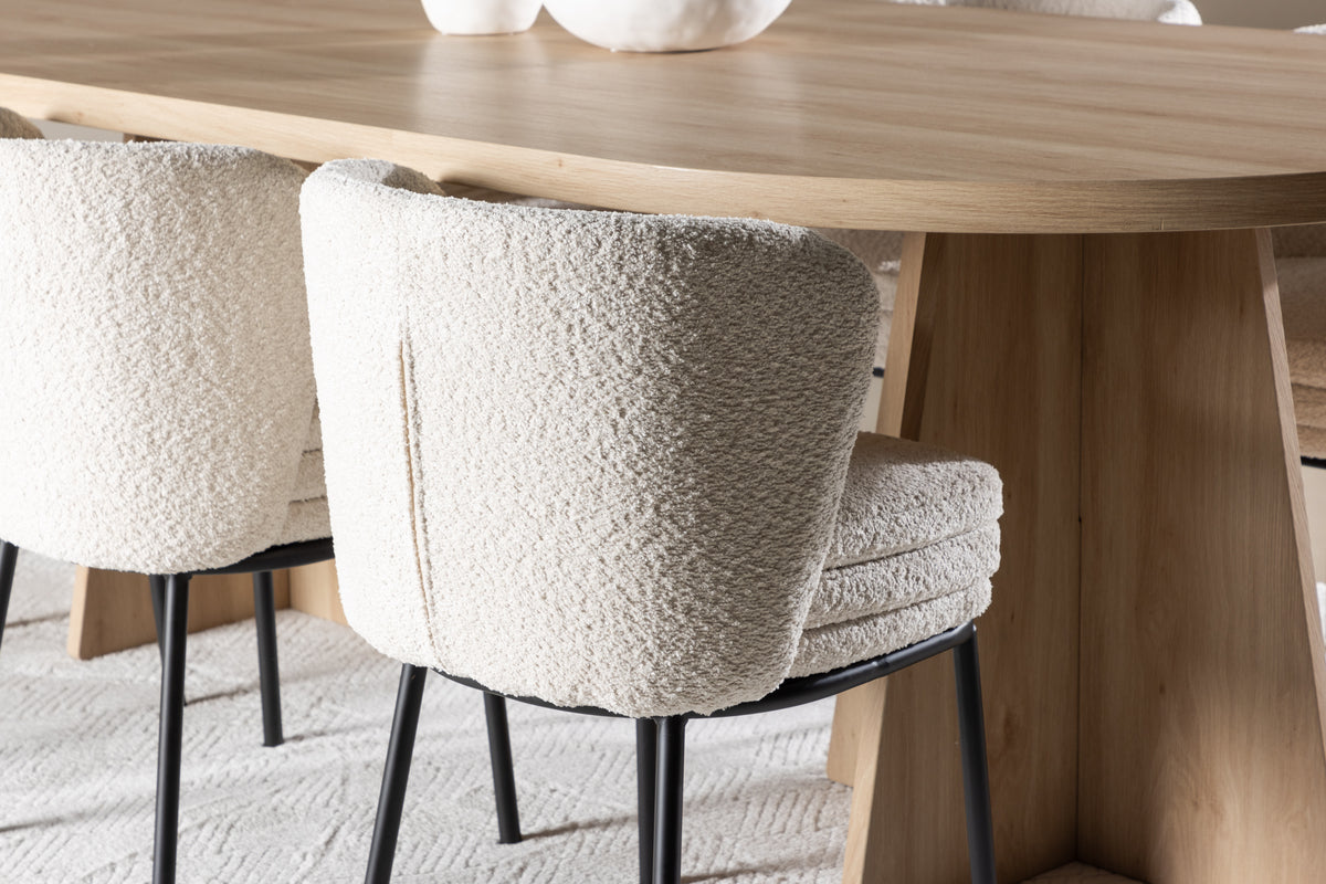 Venture Design Bootcut & Agnes Ovala Matbord 230 x 115 Natur + Matstolar 2-pack Vit