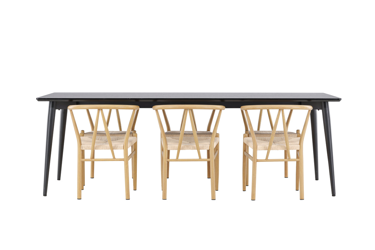 Venture Design Alfons & Ellis Matstolar Beige + Rektangulära Matbord 230 x 85 Svart