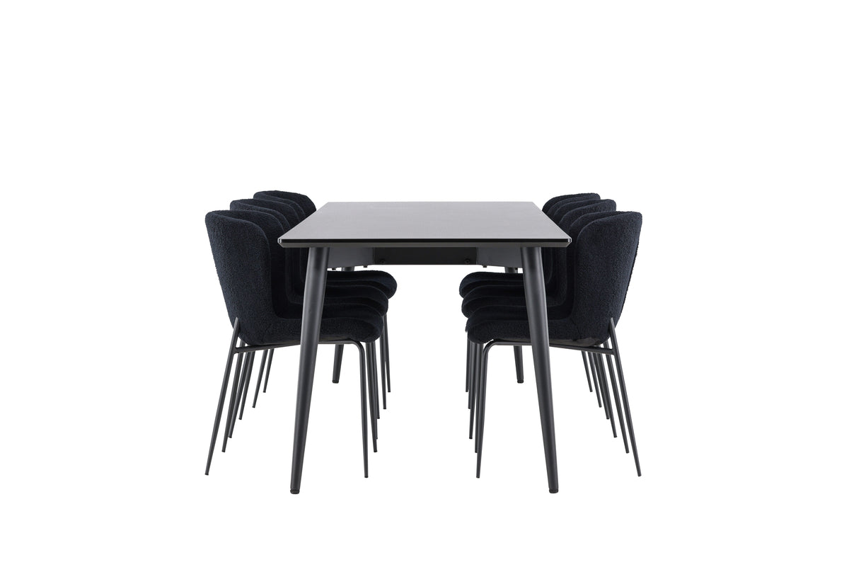 Venture Design Modesto & Ellis Matstolar 2-pack Svart + Rektangulära Matbord 230 x 85 Svart