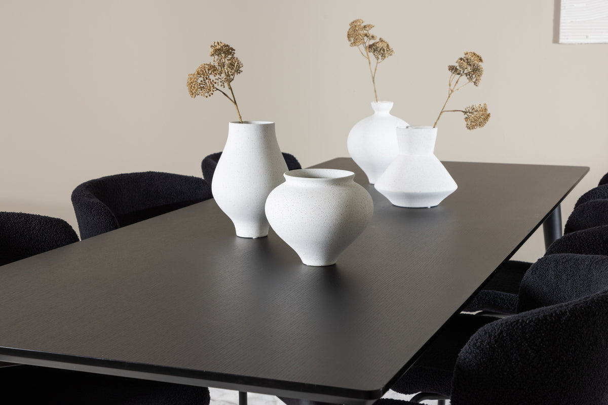 Venture Design Modesto & Ellis Matstolar 2-pack Svart + Rektangulära Matbord 230 x 85 Svart
