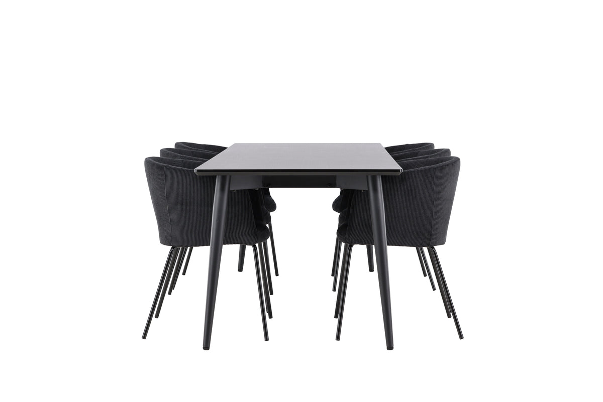 Venture Design Berit & Ellis Matstolar Svart + Rektangulära Matbord 230 x 85 Svart