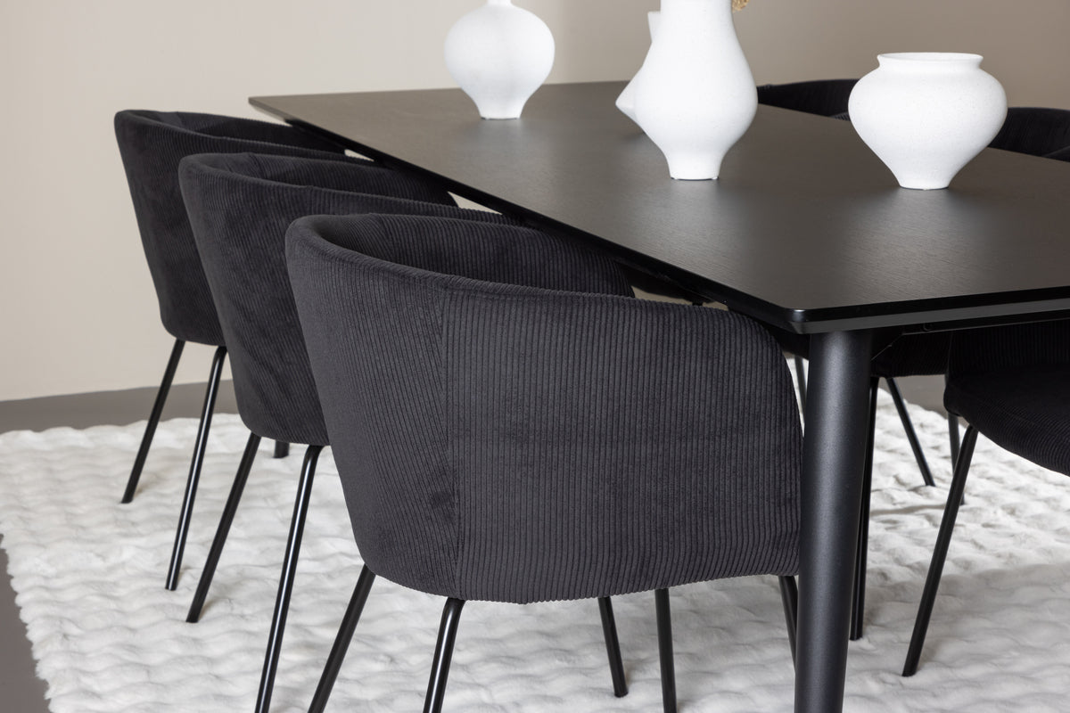 Venture Design Berit & Ellis Matstolar Svart + Rektangulära Matbord 230 x 85 Svart