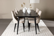 Venture Design Leone & Ellis Matstolar 2-pack Beige + Rektangulära Matbord 230 x 85 Svart