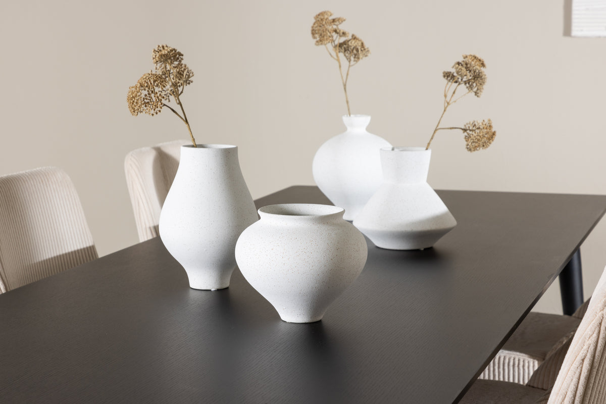 Venture Design Leone & Ellis Matstolar 2-pack Beige + Rektangulära Matbord 230 x 85 Svart