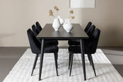 Venture Design Night & Ellis Matstolar 2-pack Svart + Rektangulära Matbord 230 x 85 Svart