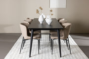 Venture Design Modesto & Ellis Matstolar 2-pack Beige + Rektangulära Matbord 230 x 85 Svart