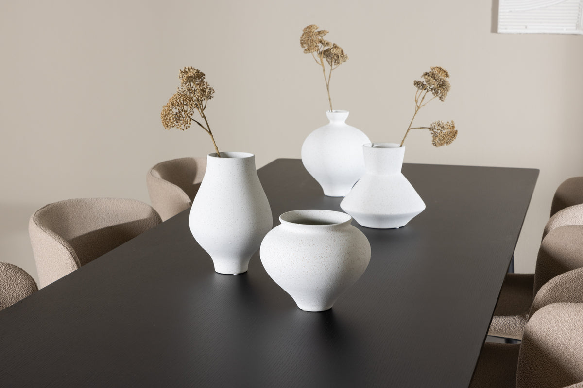 Venture Design Modesto & Ellis Matstolar 2-pack Beige + Rektangulära Matbord 230 x 85 Svart