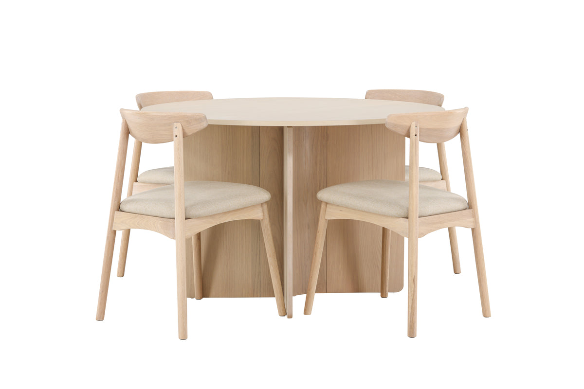 Venture Design Ven & Tyresö Matstolar 2-pack Vitputsad + Runda Matbord ⌀120 Vitputsad
