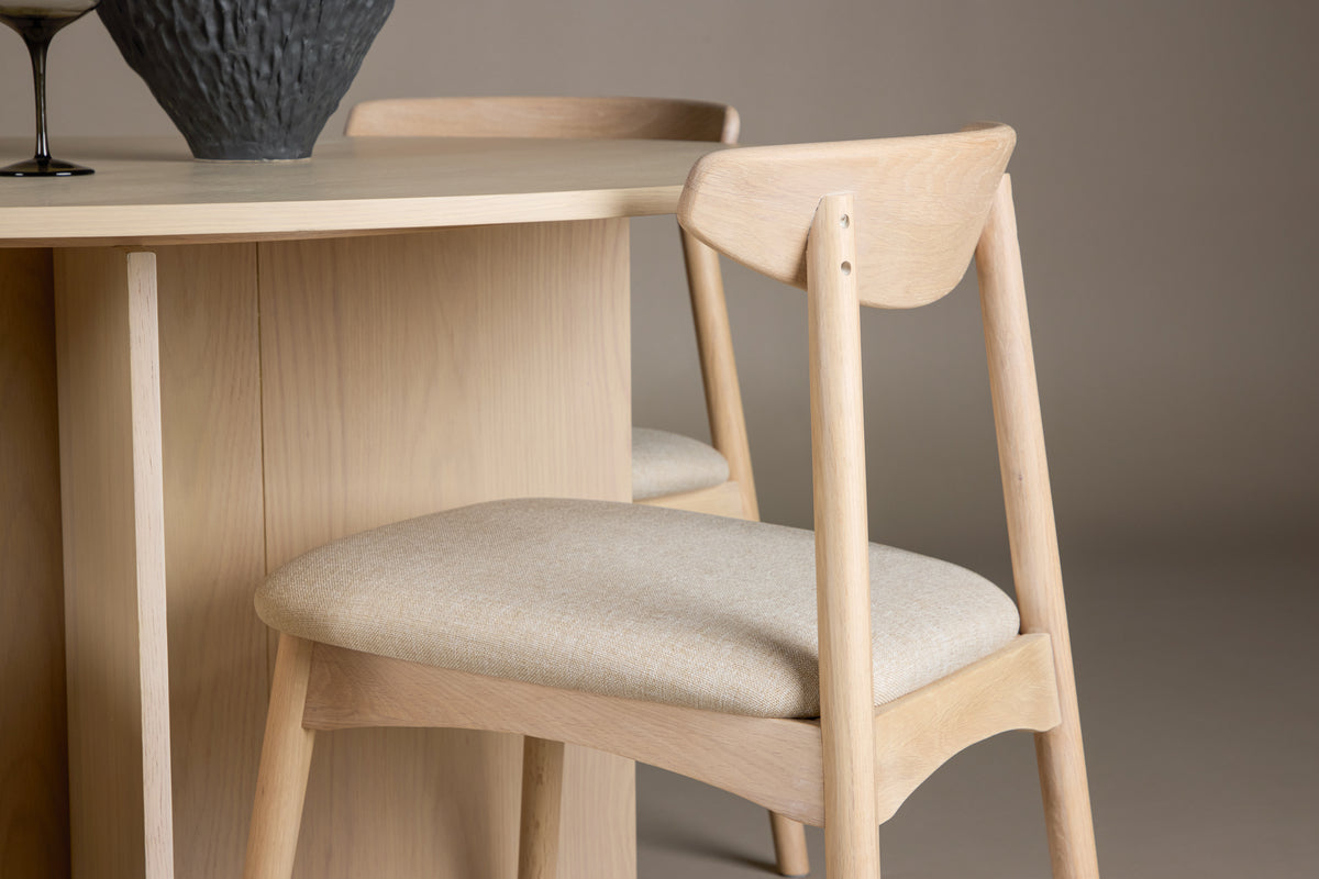 Venture Design Ven & Tyresö Matstolar 2-pack Vitputsad + Runda Matbord ⌀120 Vitputsad