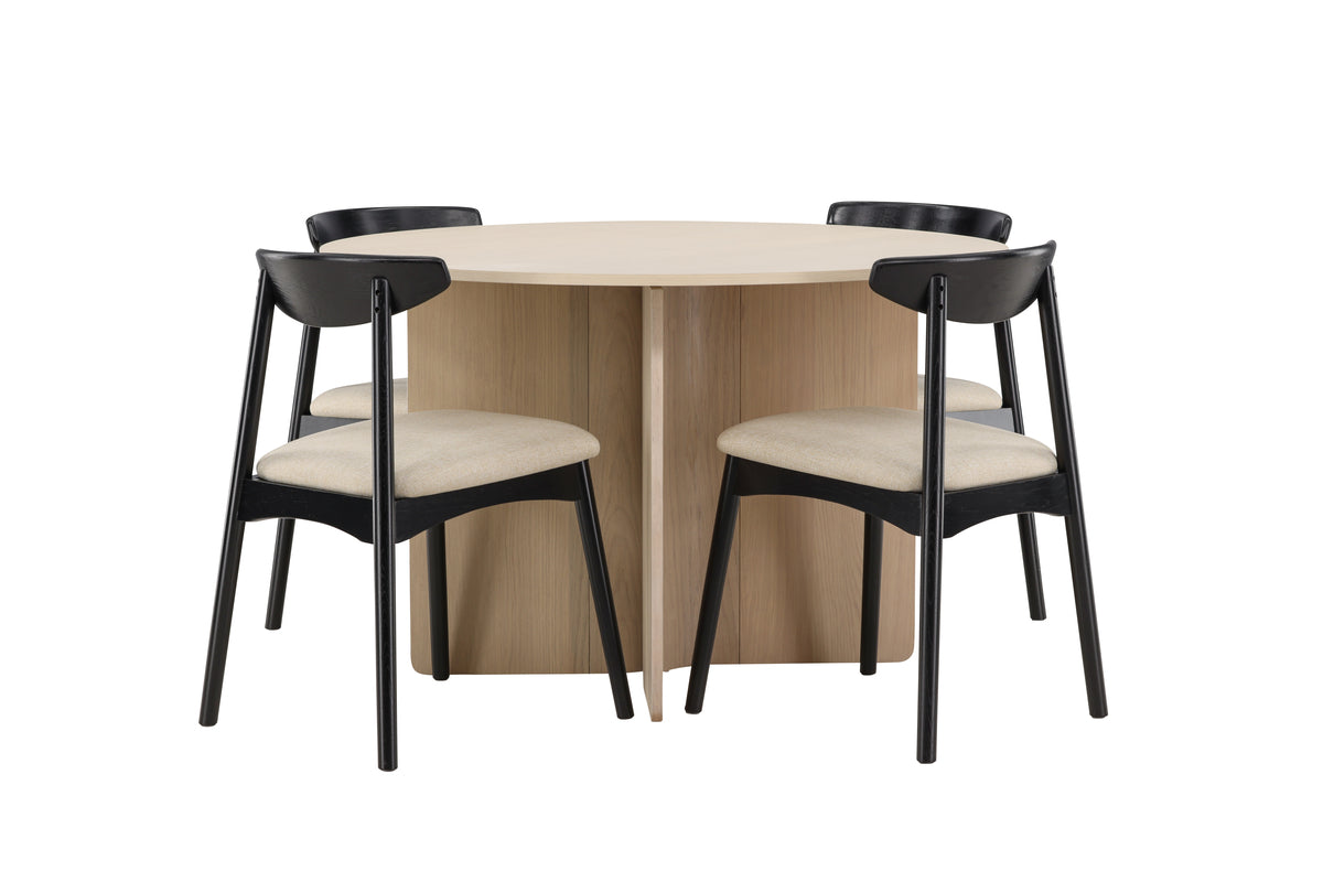 Venture Design Ven & Tyresö Matstolar 2-pack Svart + Runda Matbord ⌀120 Vitputsad