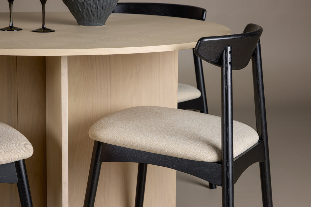 Venture Design Ven & Tyresö Matstolar 2-pack Svart + Runda Matbord ⌀120 Vitputsad