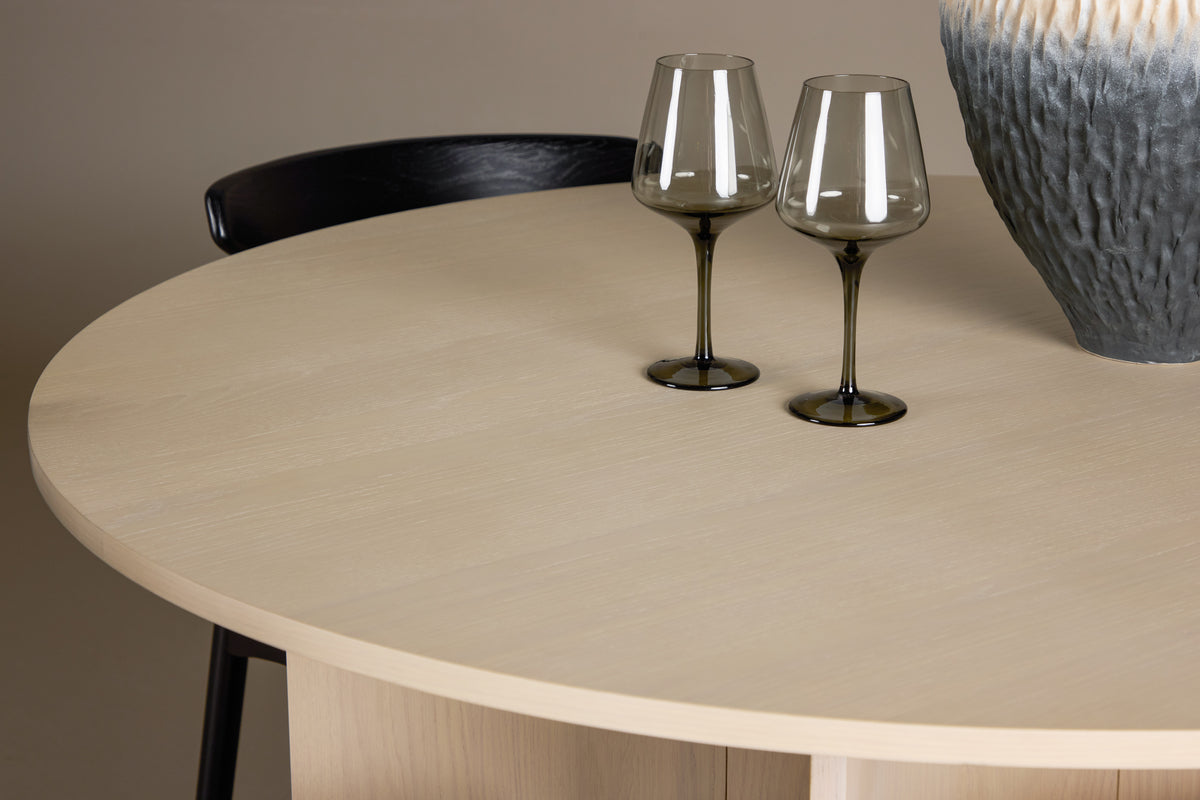 Venture Design Ven & Tyresö Matstolar 2-pack Svart + Runda Matbord ⌀120 Vitputsad