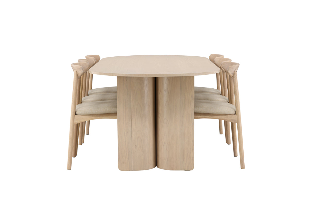Venture Design Ven & Tyresö Matstolar 2-pack Vitputsad + Ovala Matbord 220 x 100 Vitputsad