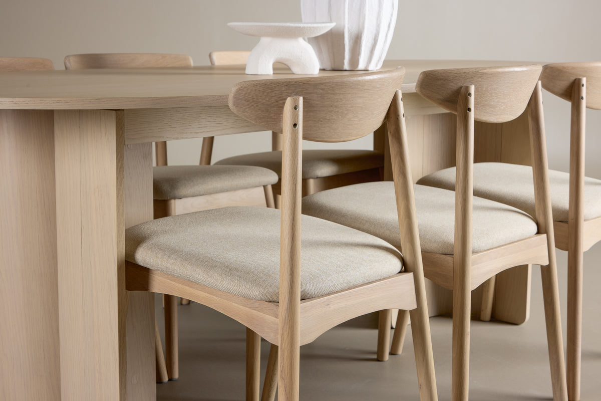 Venture Design Ven & Tyresö Matstolar 2-pack Vitputsad + Ovala Matbord 220 x 100 Vitputsad