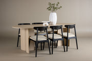 Venture Design Ven & Tyresö Matstolar 2-pack Svart + Ovala Matbord 220 x 100 Vitputsad