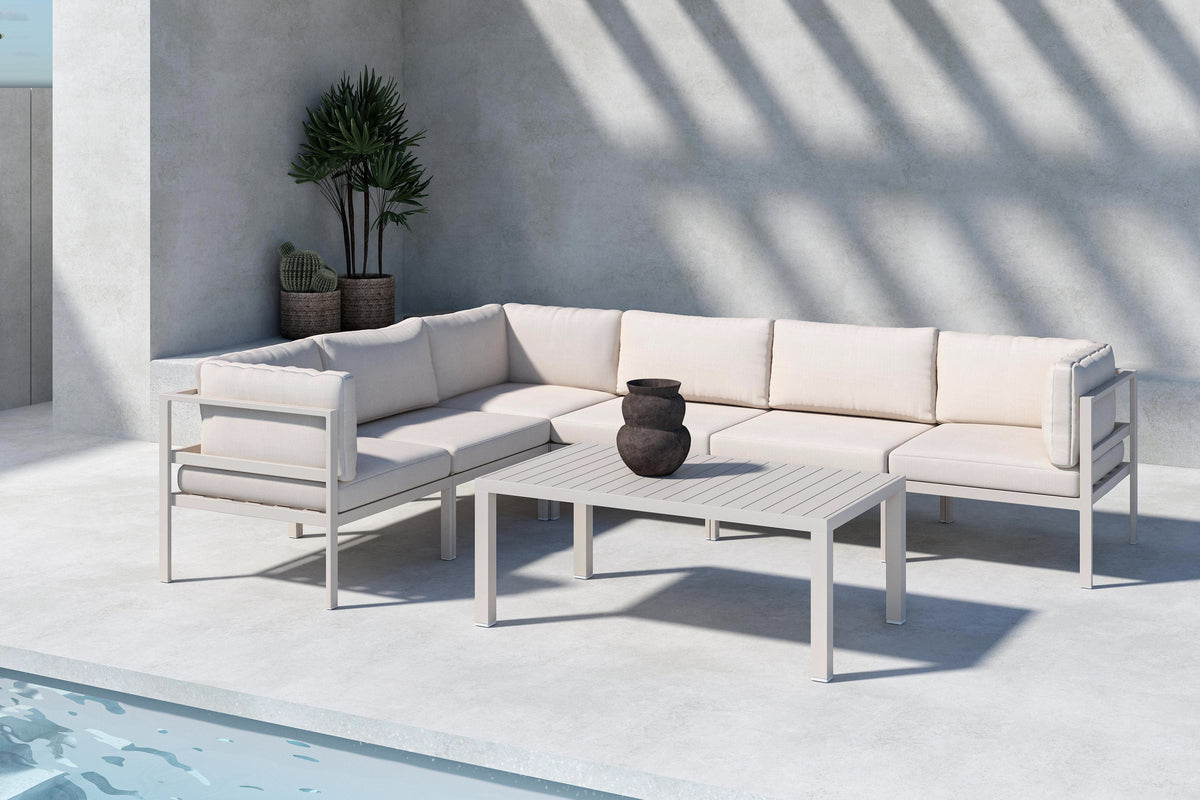 Venture Design Copacabana Soffbord 120 x 70 Beige + Soffmoduler Beige + Soffmoduler Beige