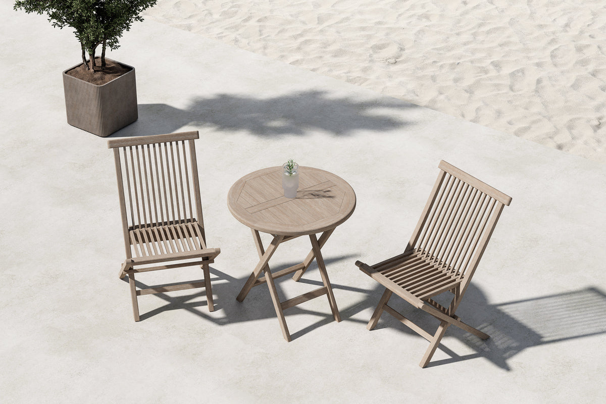 Venture Design Kenya Matstolar 2-pack Vitputsad + Cafebord ⌀70 Vitputsad