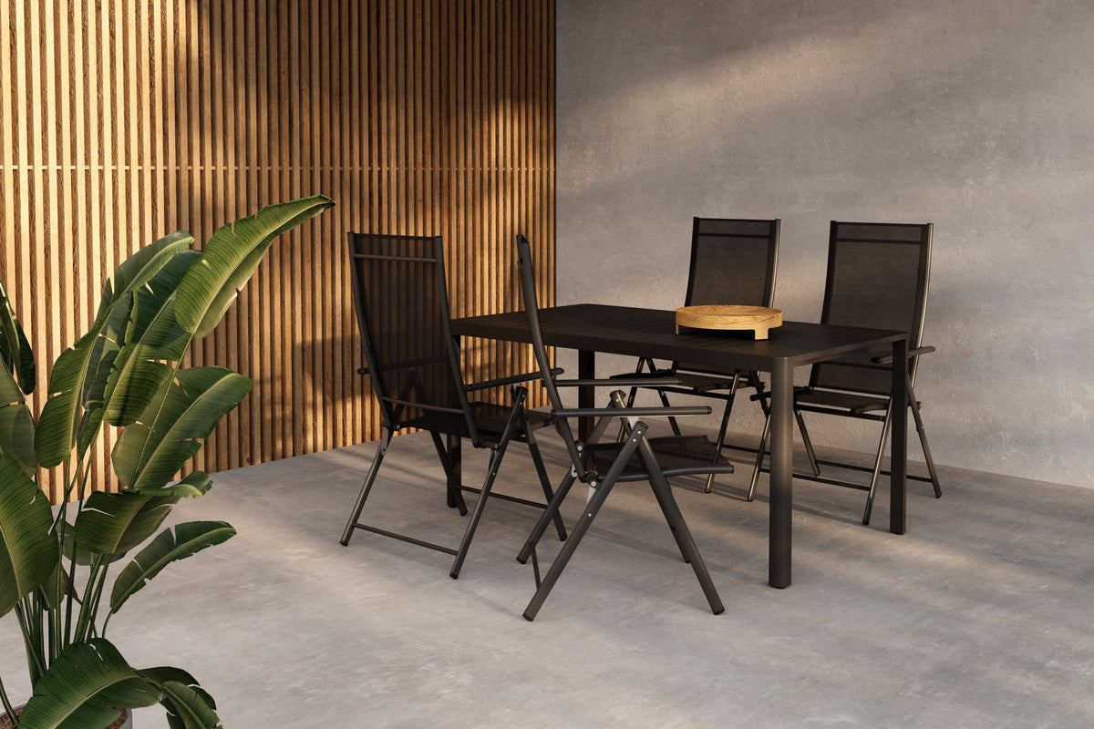 Venture Design Giardini & Levanzo Rektangulära Matbord 150 x 85 Svart + Positionsstolar 2-pack Svart