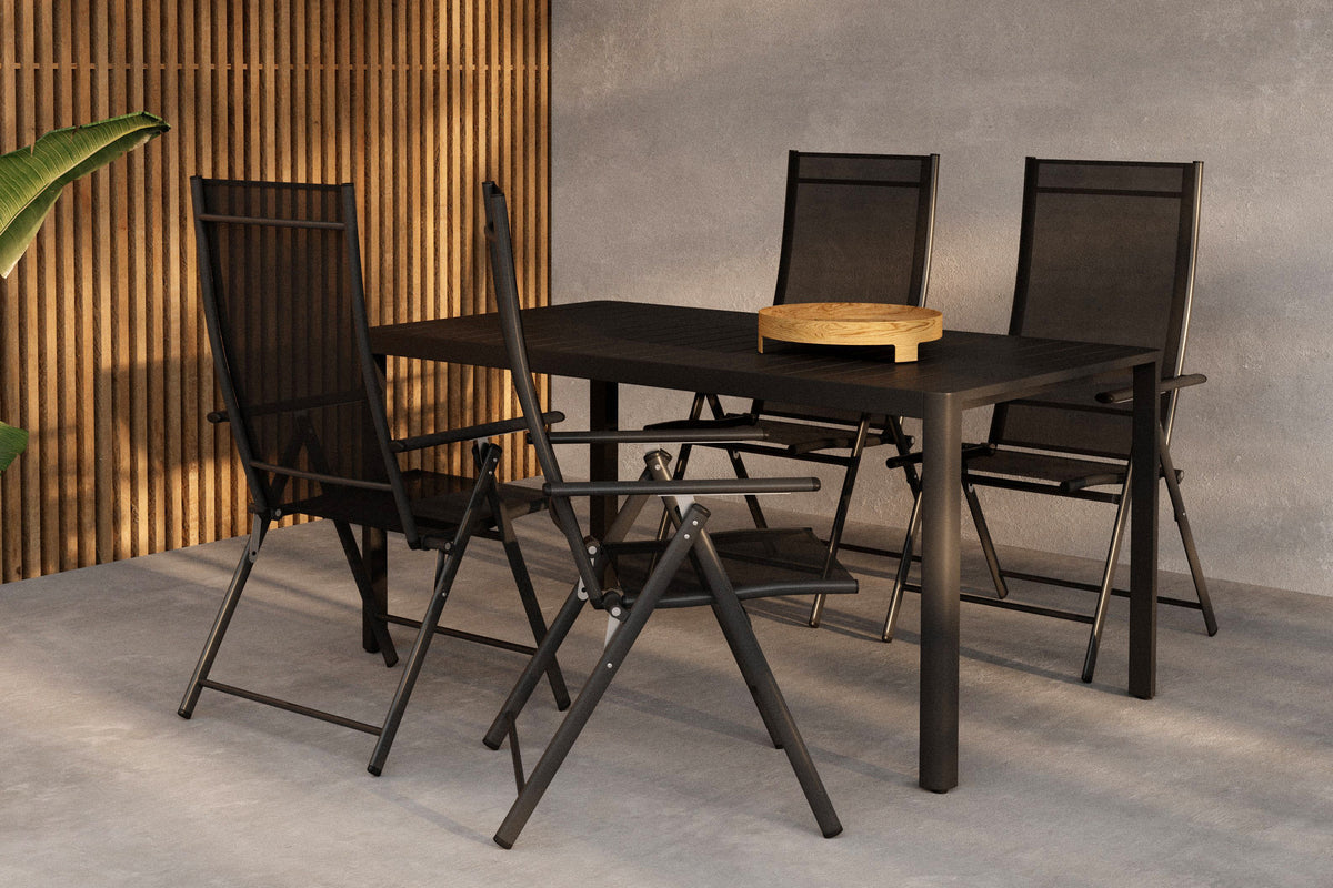 Venture Design Giardini & Levanzo Rektangulära Matbord 150 x 85 Svart + Positionsstolar 2-pack Svart