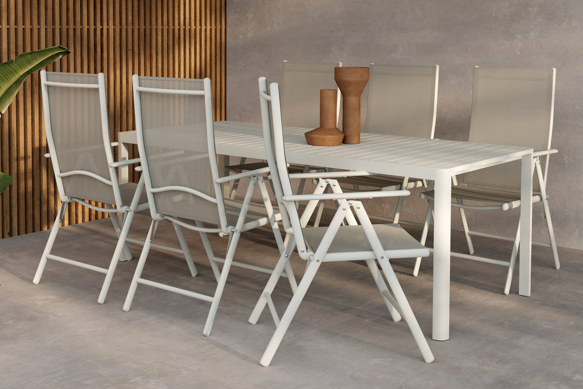 Venture Design Break & Giardini Matstolar 2-pack Beige + Rektangulära Matbord 200 x 90 Beige