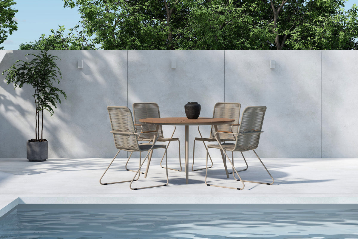Venture Design Bois & San Vito Matstolar Beige + Runda Matbord ⌀120 Beige